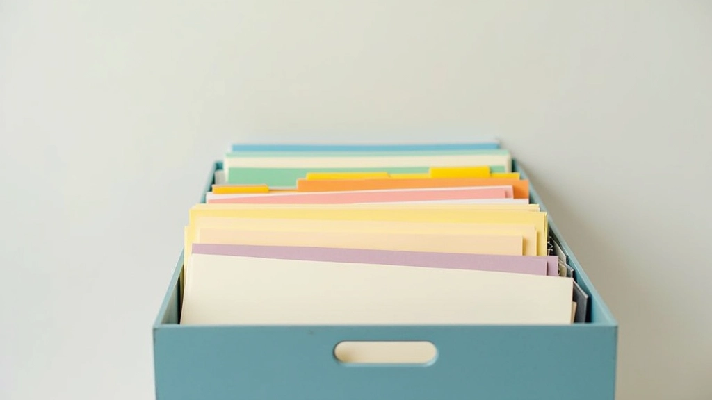 Classeur avec documents administratifs français organisés par catégories, onglets de couleur