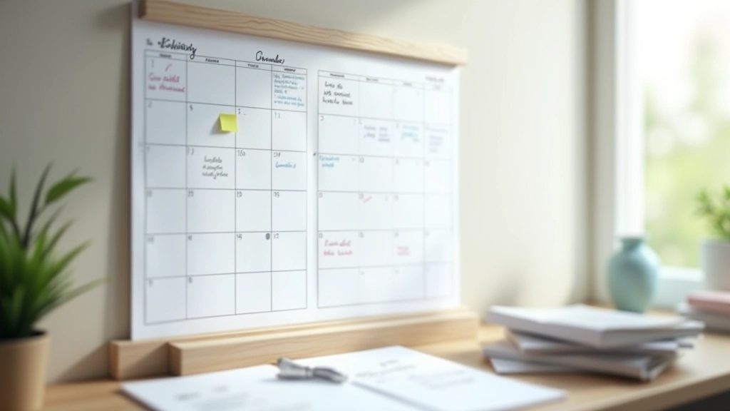 Calendrier mural avec des notes sur les dates de conservation des documents administratifs